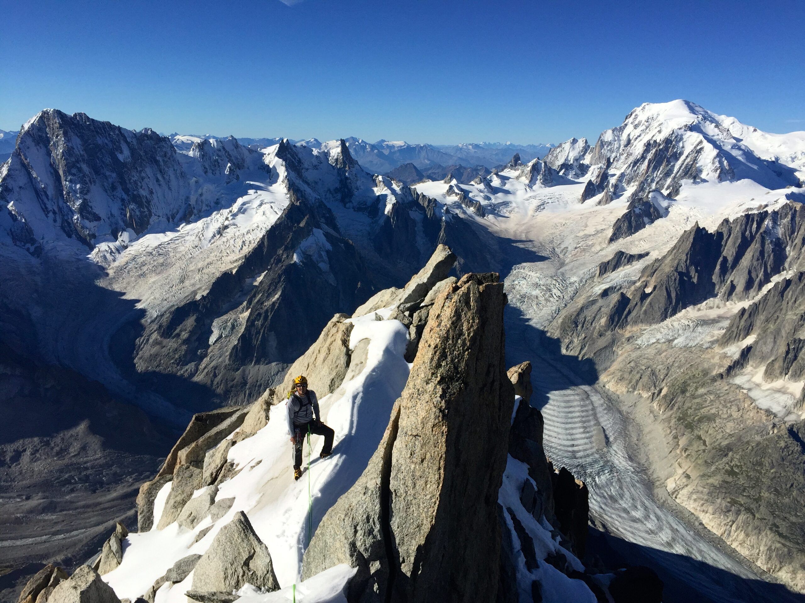 Alpine climbing with Chamex Mountain guides in the Mont Blanc massif in Chamonix.