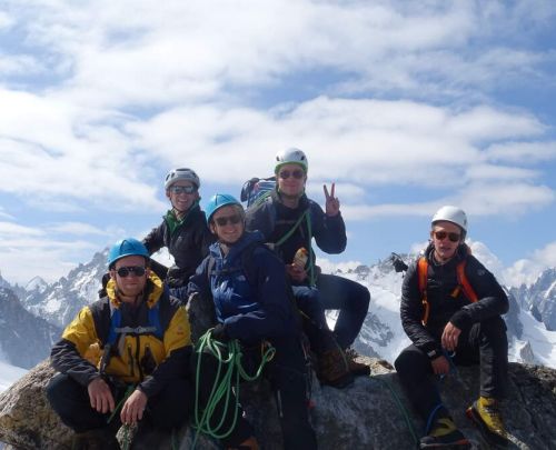 Climber on the Arete de la Table, Aiguille du Tour, Chamonix