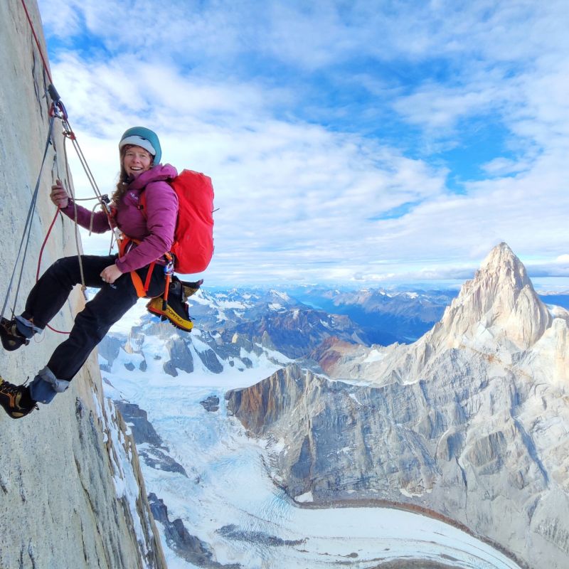 Maud all smiles on Cerro Torre