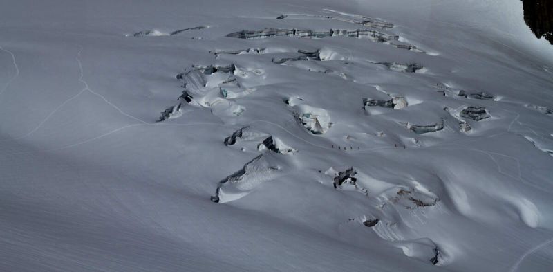 Hikers on the Vallee Blanche Traverse, Chamonix