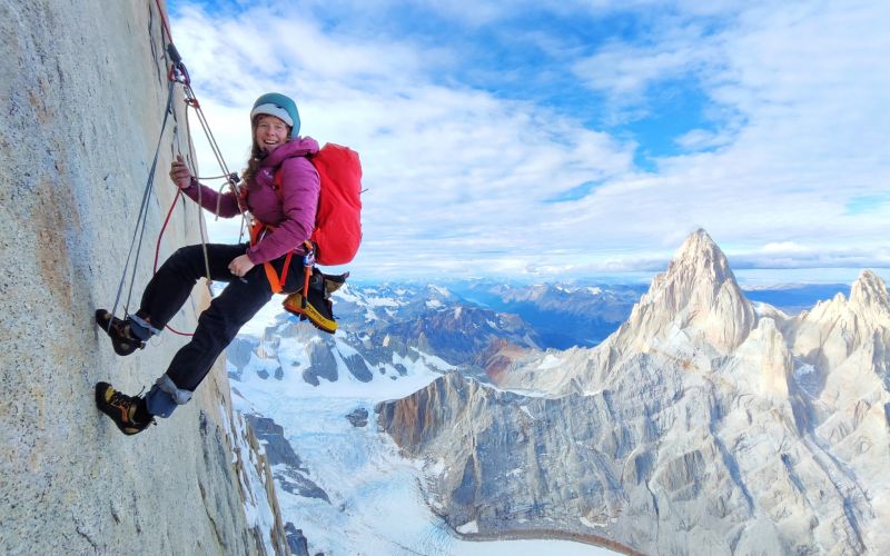 Maud all smiles on Cerro Torre