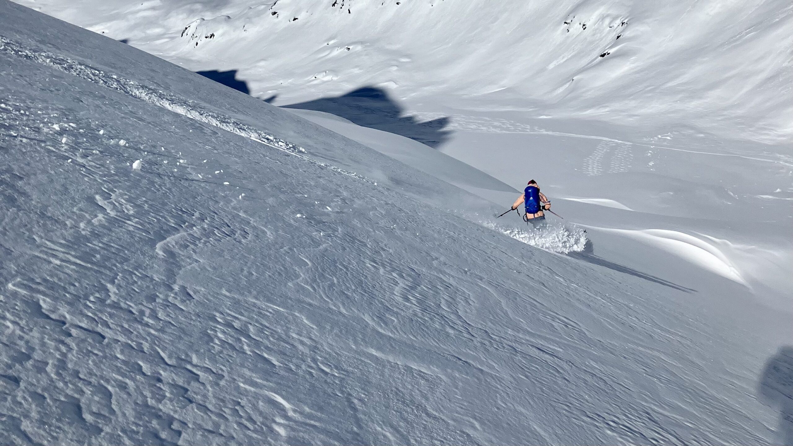 Skiing the North Couloir on the col de la Floria, Chamonix. Chamex guides.