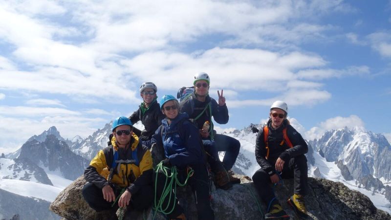 Climber on the Arete de la Table, Aiguille du Tour, Chamonix