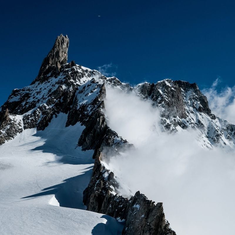 view of the Dent du Geant before the climb