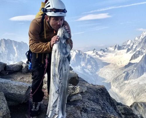 Summit Madonna on the Petit Dru, Chamonix.