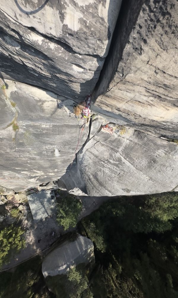 A fantastic route with steep crack, Prasknuti Bicem, Teplice, Czech Republic.