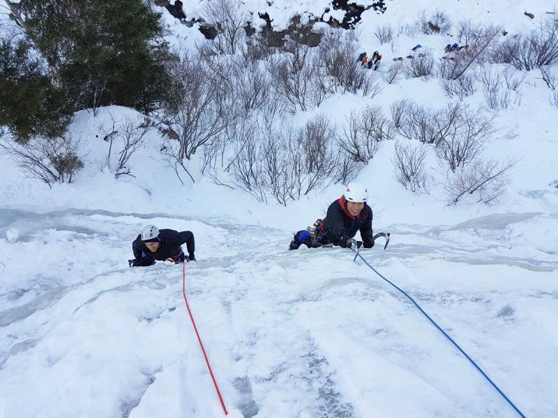 Ice climbing course in Cogne, Italy