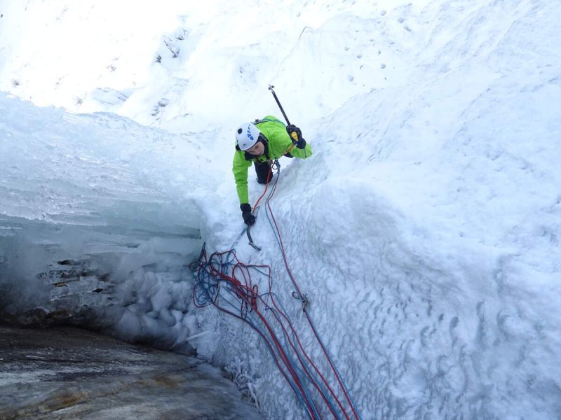 Top of the first pitch, Ice climbing camp, Cogne, Chamonix Experience