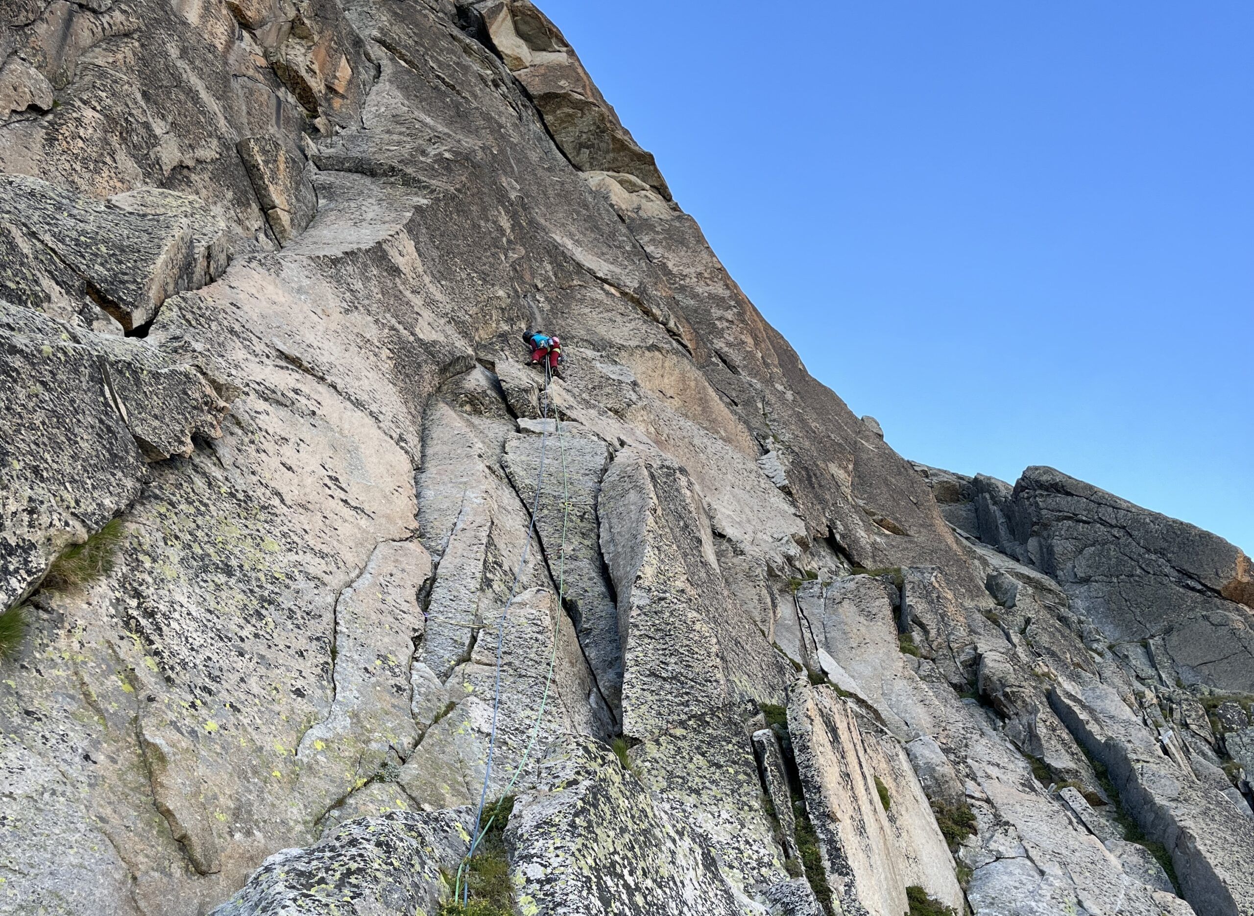 Granite rock climbing near the Argentiere Refuge, Chamonix.