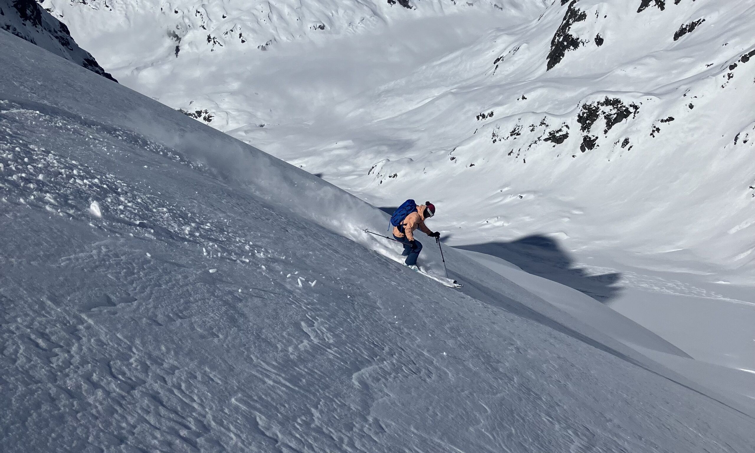 Blanka riding the fresh snow in Chamonix.