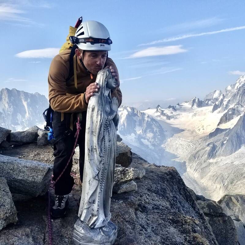 Summit Madonna on the Petit Dru, Chamonix.