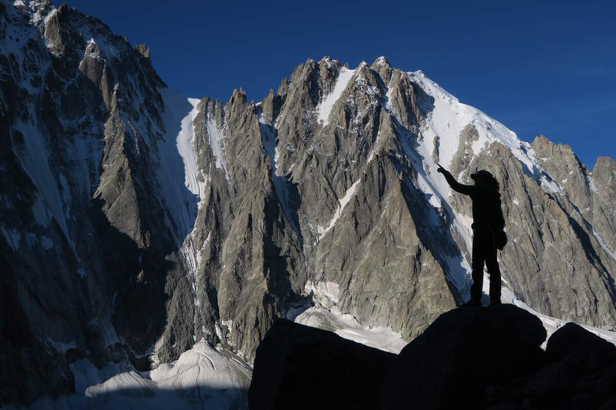 Views from the Argentiere hut on the trad climbing course in Chamonix.